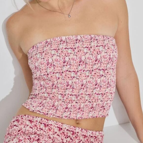 Snow White & Ditsy Rose Strapless Tube Top - Picture 1 of 3